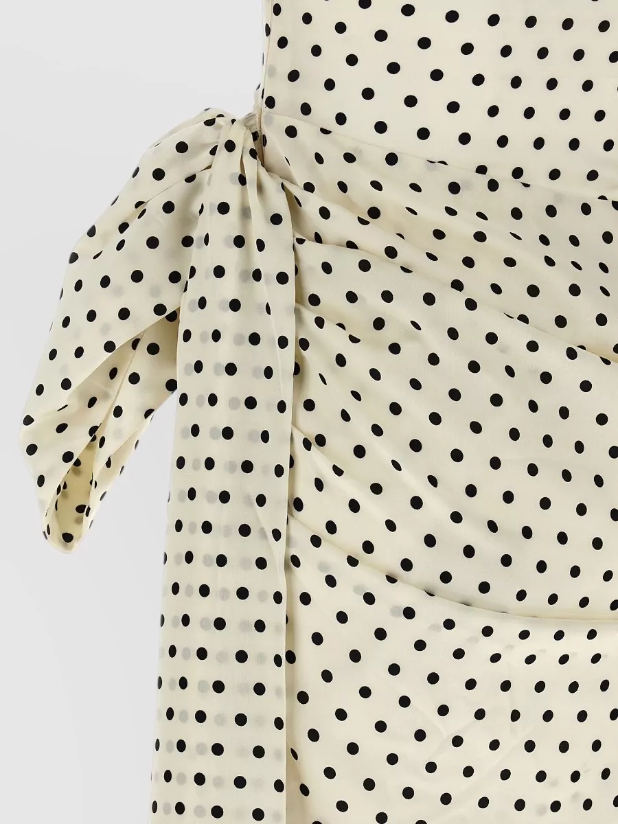 Self-Portrait Polka-Dot Satin Off-The-Shoulder Sleeveless Mini Dress