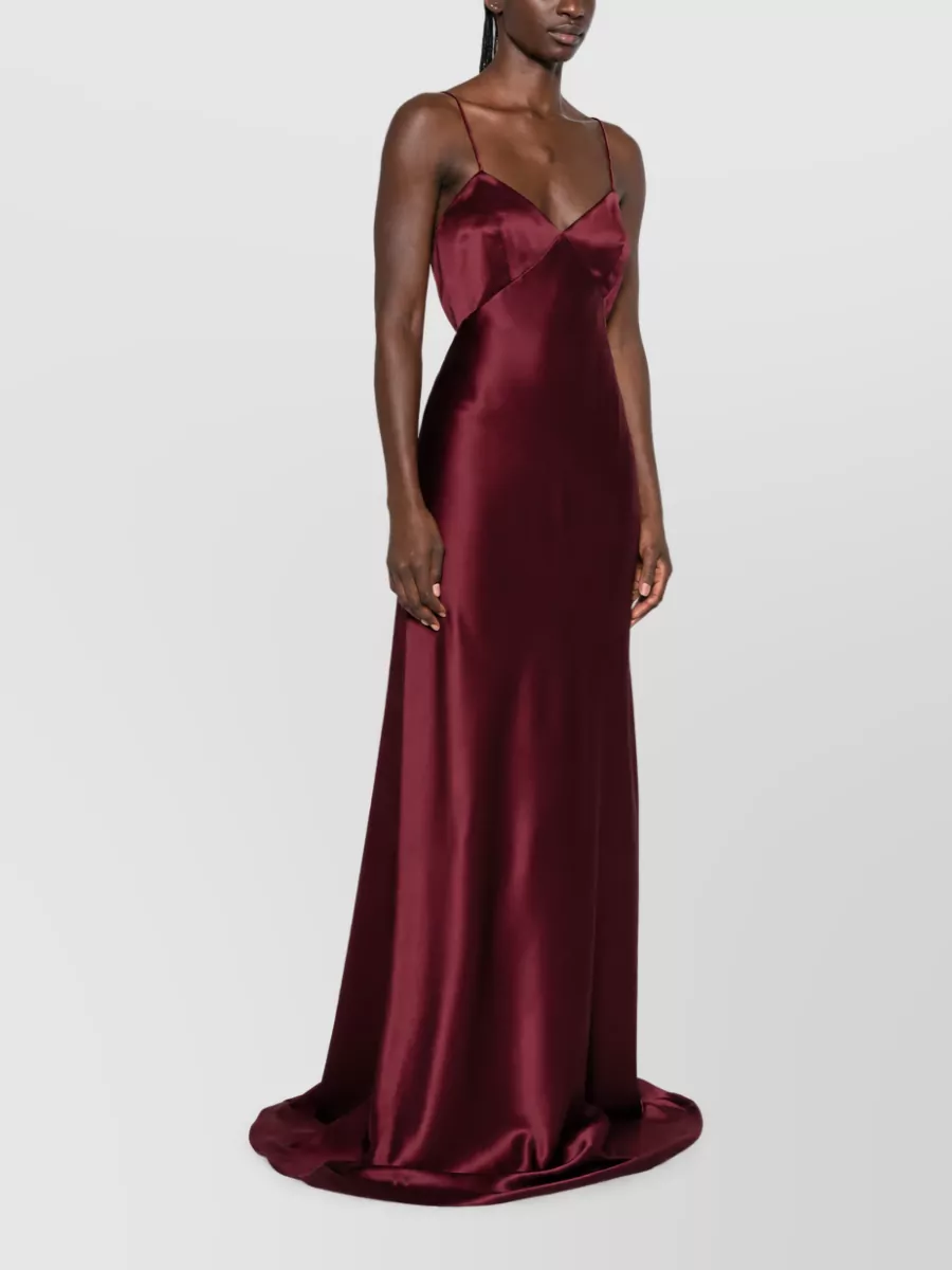 Max Mara Silk Satin Sleeveless V-Neck Maxi Dress