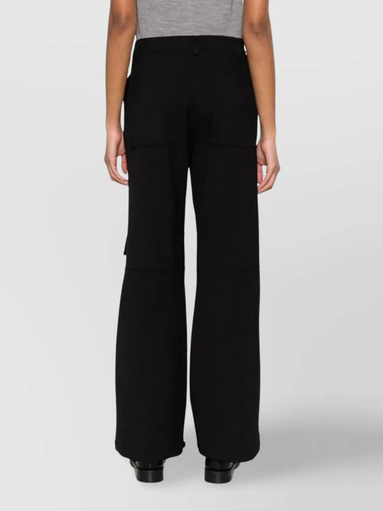 P.a.r.o.s.h Cargo Flared Trousers Side Pockets In Black