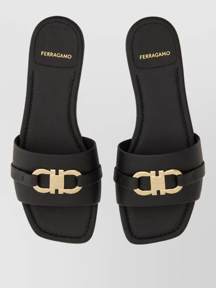 Ferragamo Leather Slide Sandals
