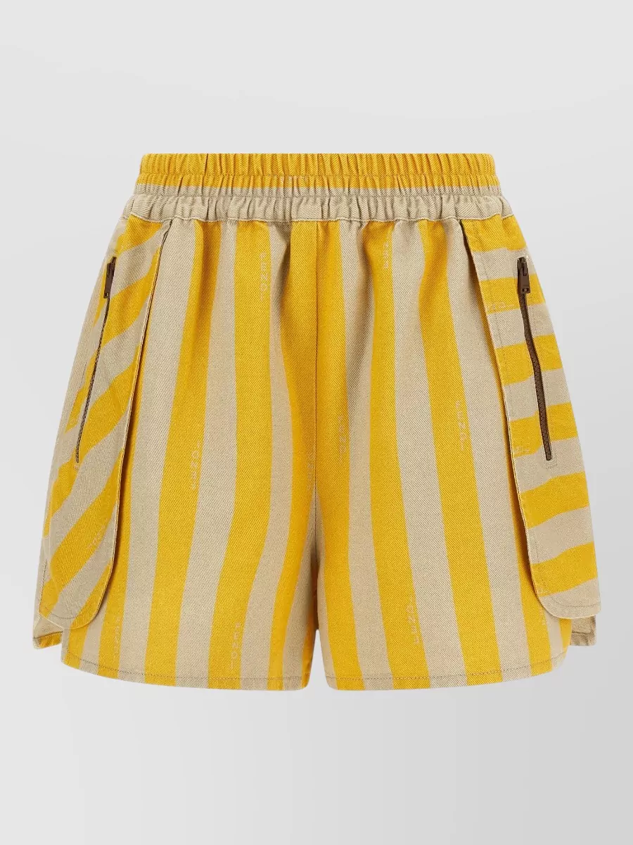 Fendi Striped cotton linen shorts