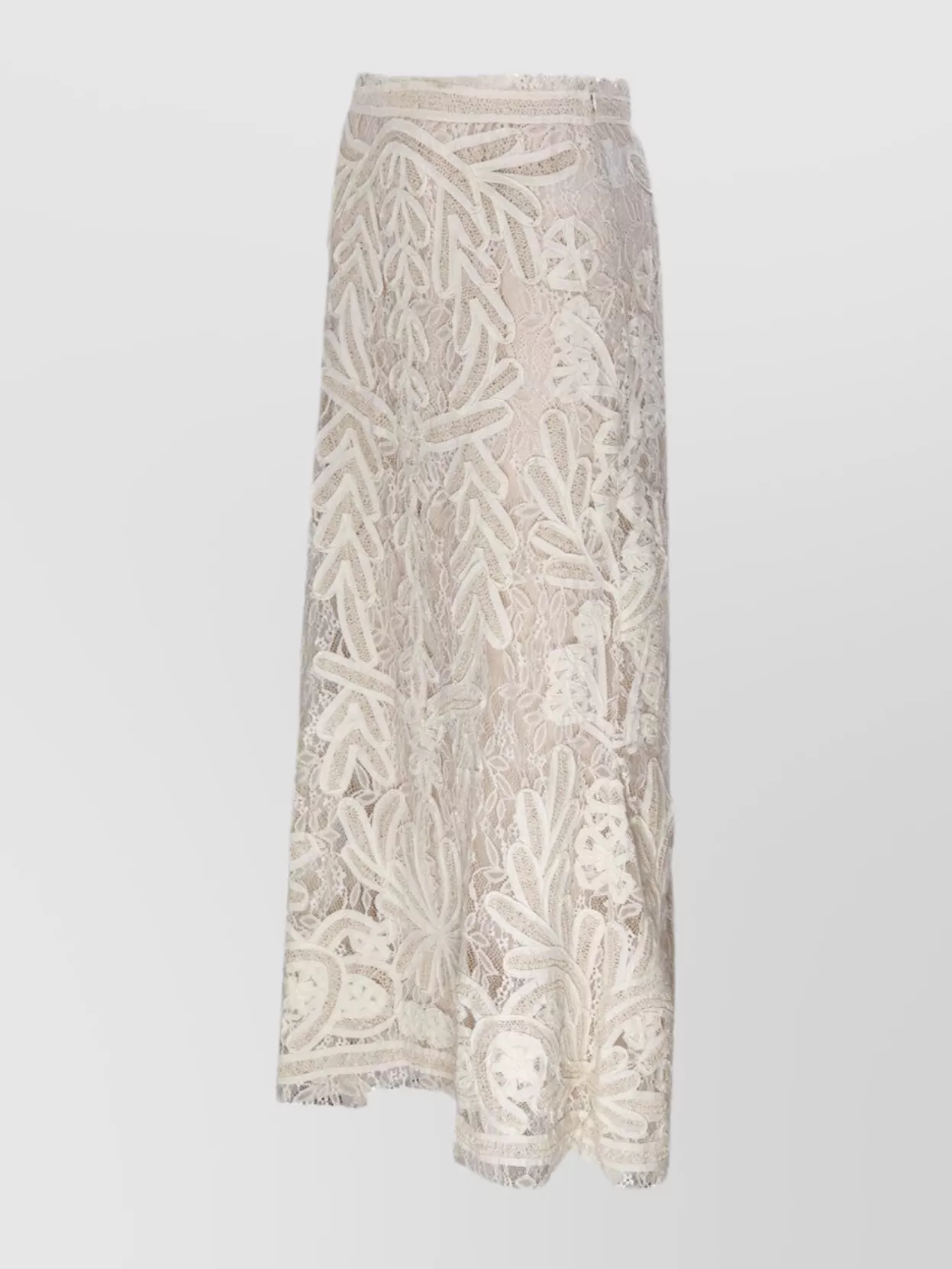 P.a.r.o.s.h Embroidered Lace Overlay Scalloped Sheer Skirt