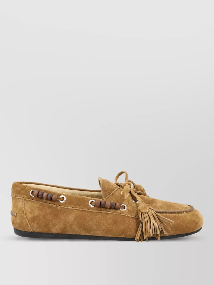 Miu Miu Leather Tassel Moccasins