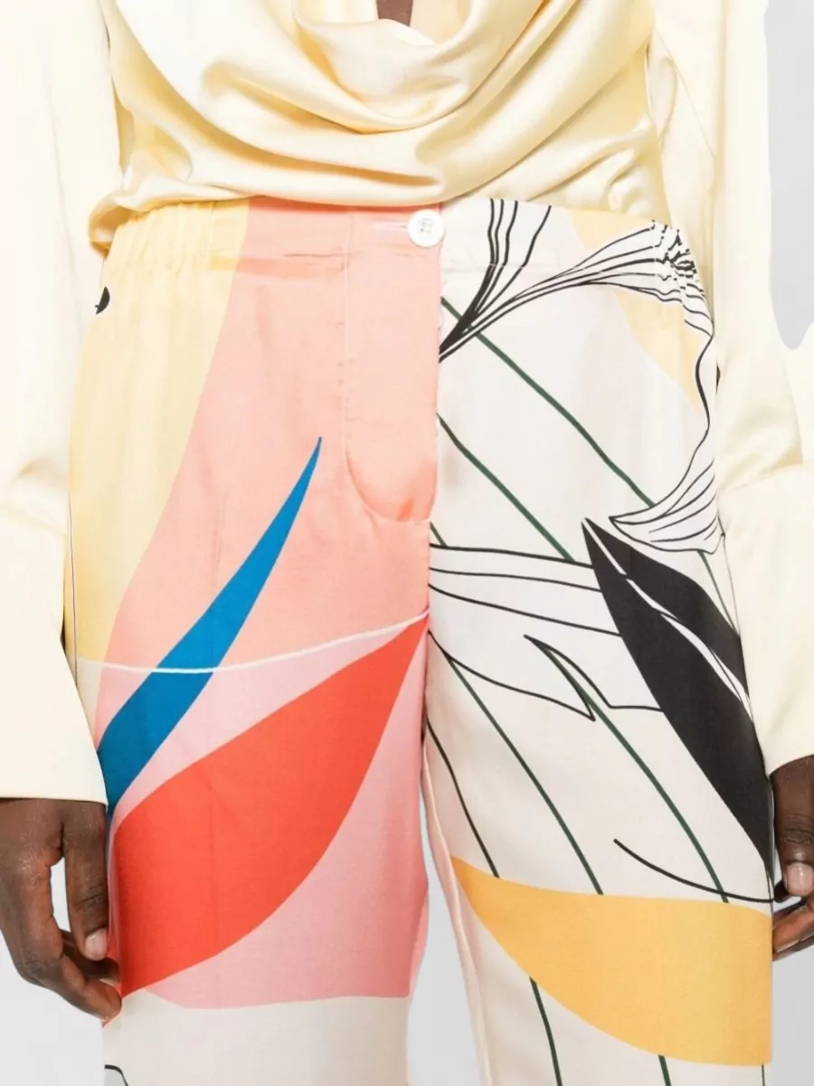 F.r.s For Restless Sleepers Floral-Print Silk Wide-Leg Trousers