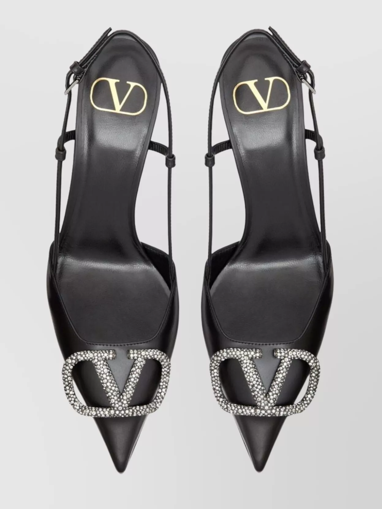 Valentino Garavani Crystal Buckle Pointed Toe Stiletto Pumps