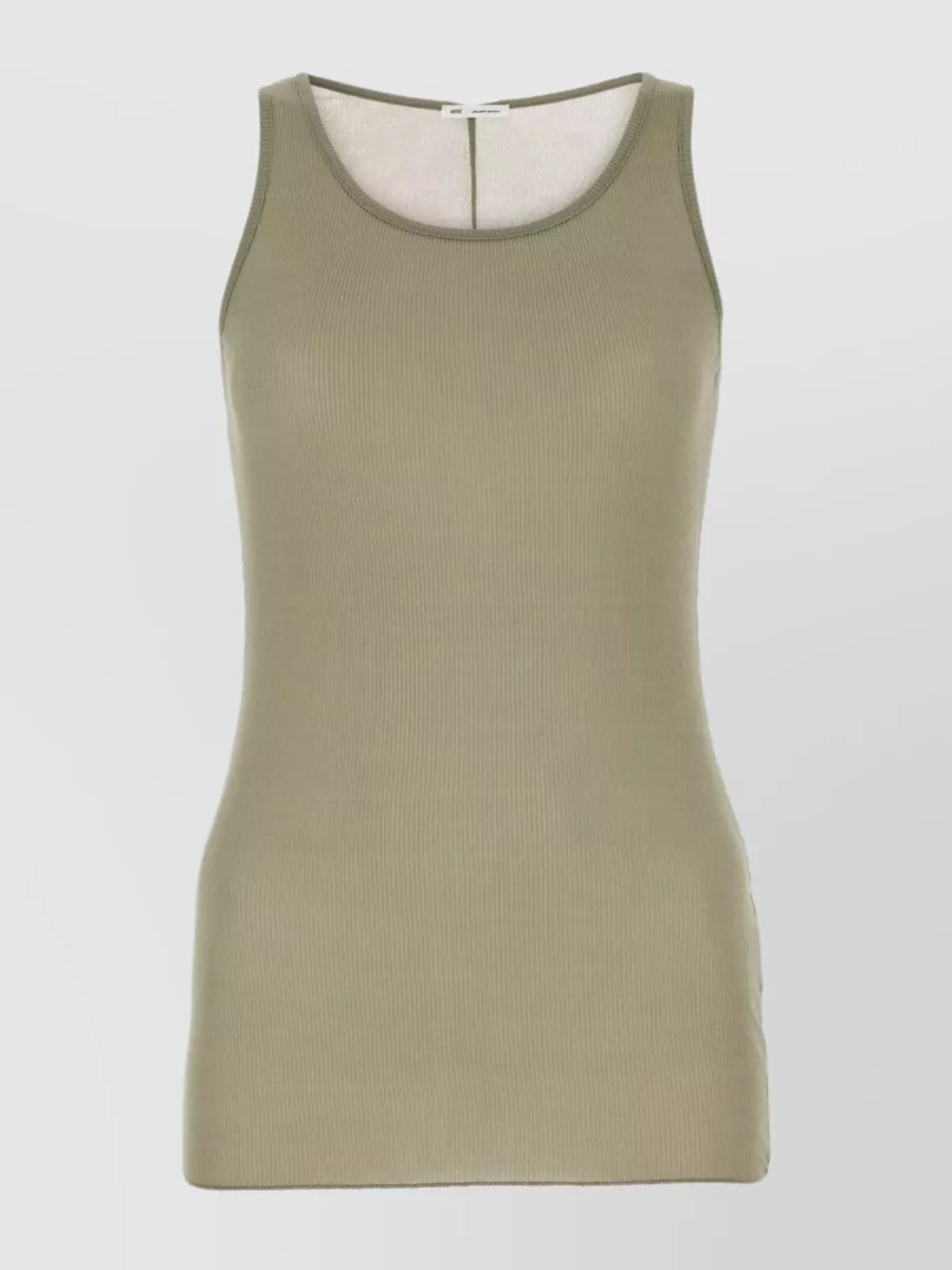 Shop Ami Alexandre Mattiussi Sleeveless Ribbed Tank With Rounded Neckline In Brown