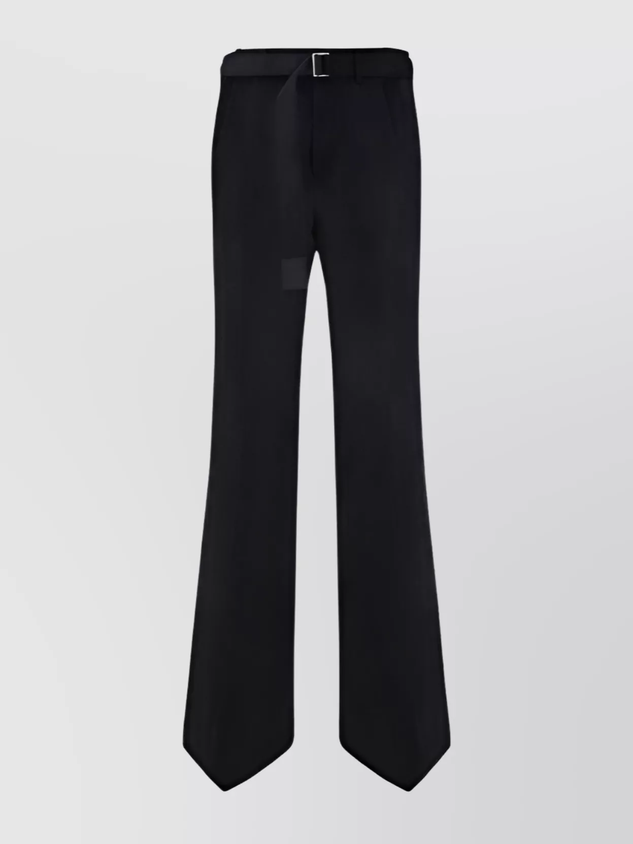 Shop Sacai Belted Trousers With Satin Applique Bands