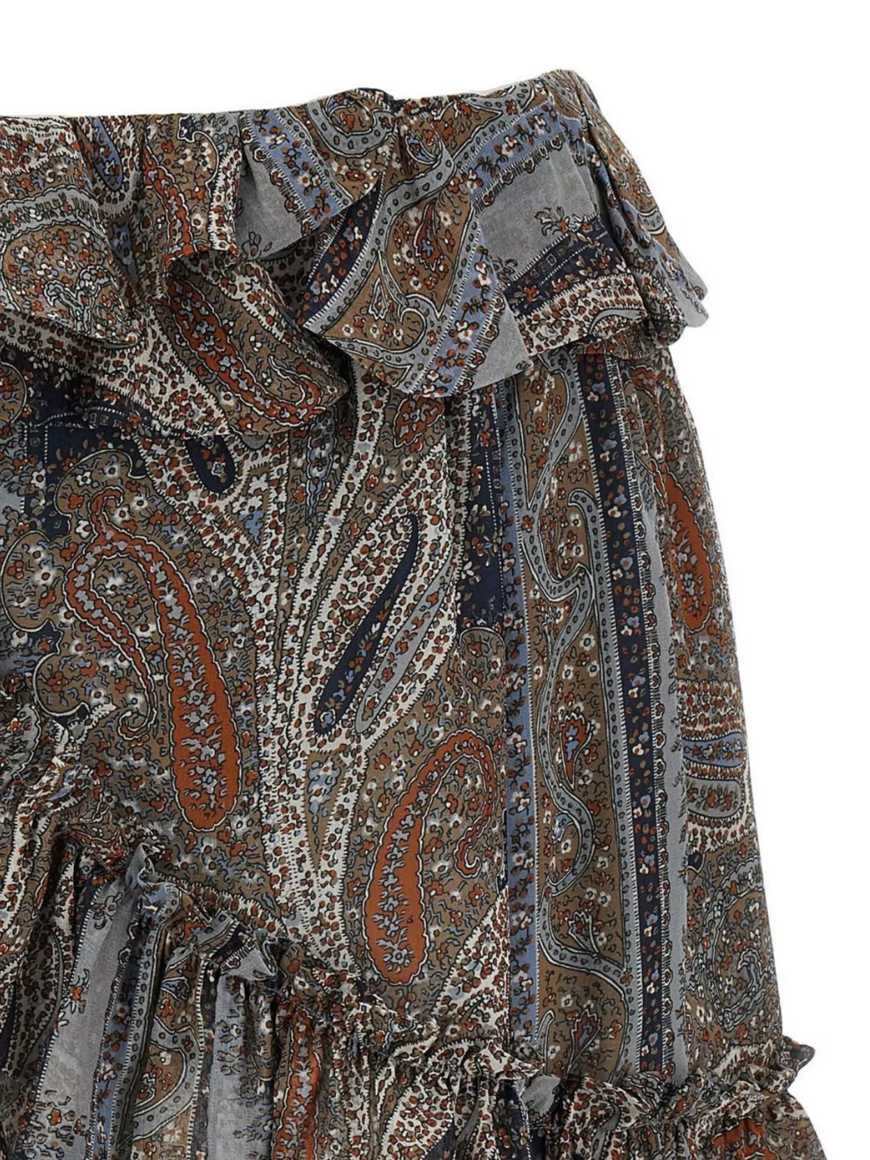 Saint Laurent Printed Skirt With Elastic Waistband And Ruffled Hem