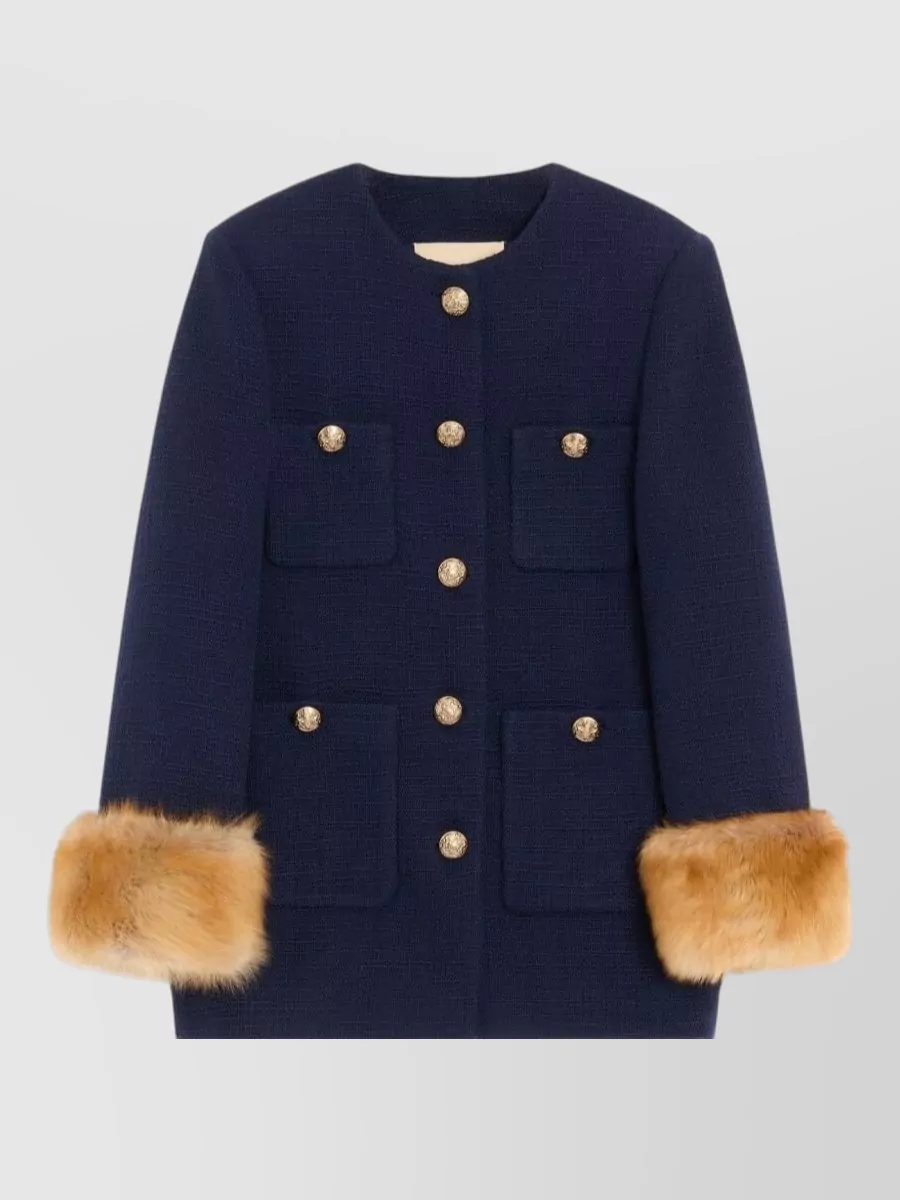 Valentino virgin wool tweed single-breasted coat