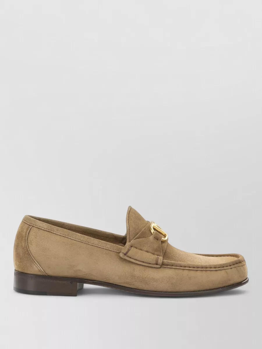 Valentino Garavani Loafers Featuring Gold Tone Hardware Suede