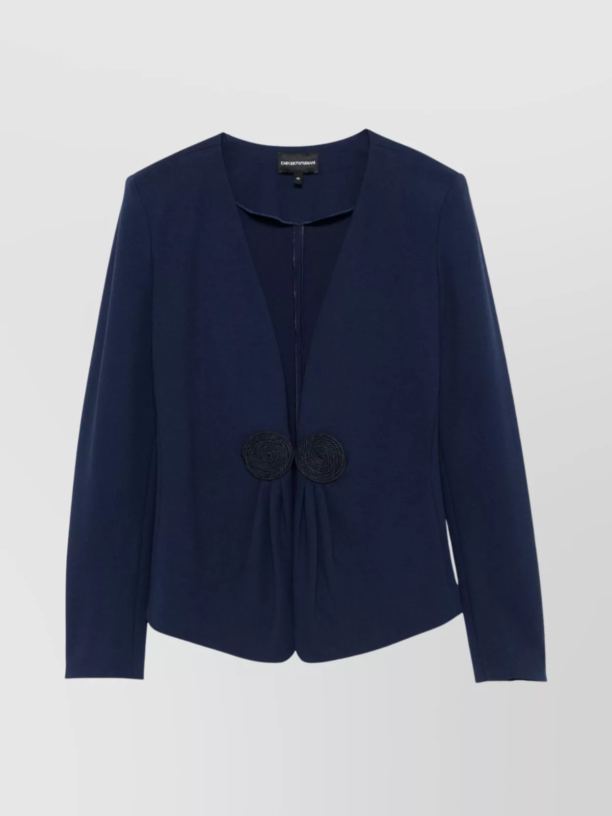 Emporio Armani Front Appliqué Asymmetric Hem V-Neck Blazer
