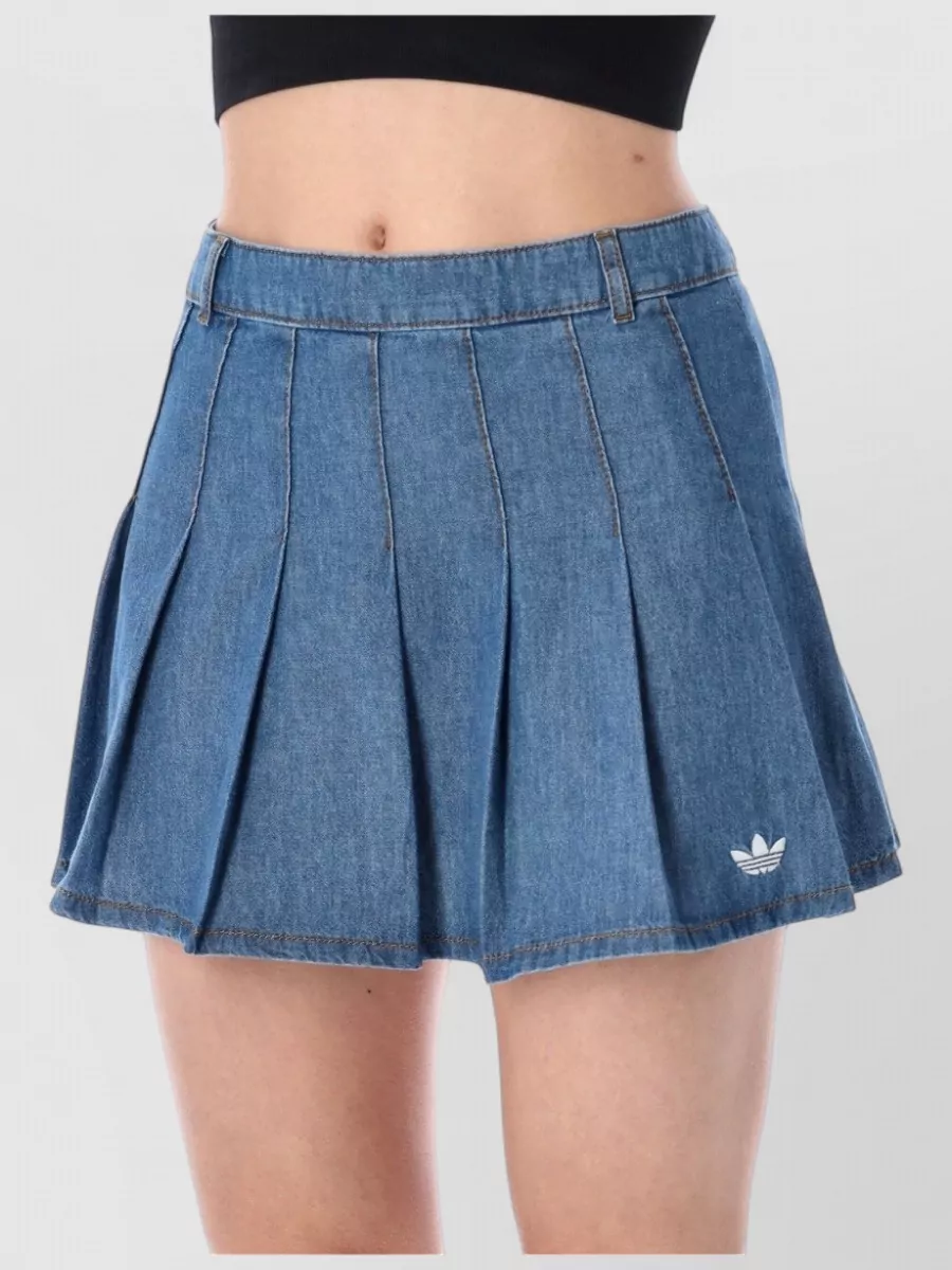 Adidas Originals Denim Pleated Mini Skirt