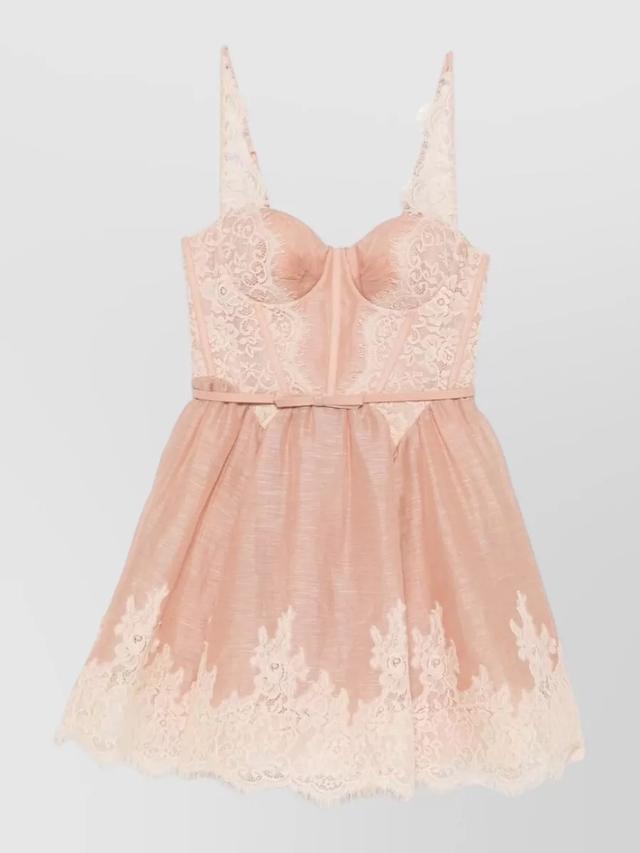 Zimmermann Silk And Linen Sleeveless Sweetheart-Neck Mini Dress