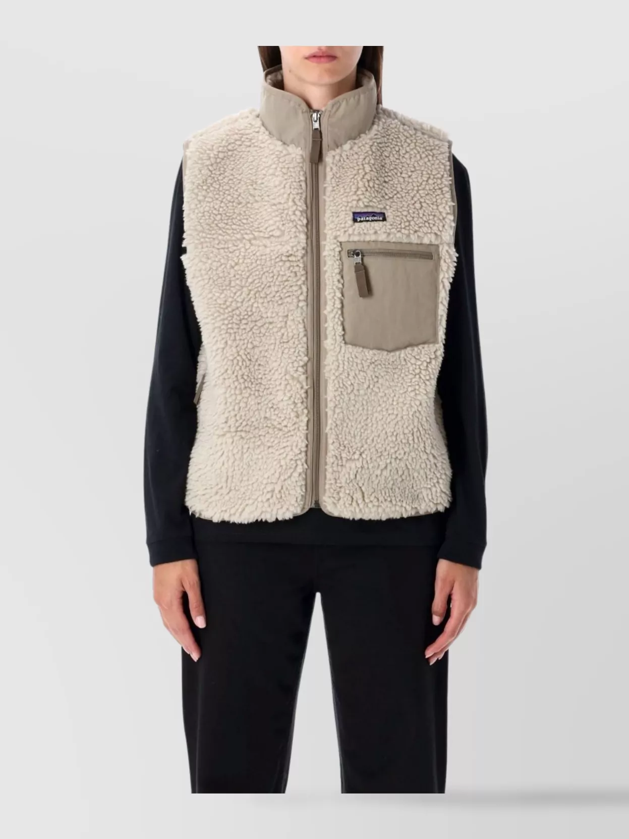 Patagonia Retro Fleece Vest High Collar In Neutral
