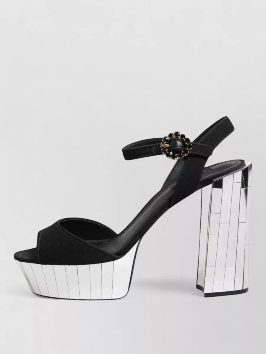 Dolce&Gabbana Crystal Ankle Strap Platform Sandals