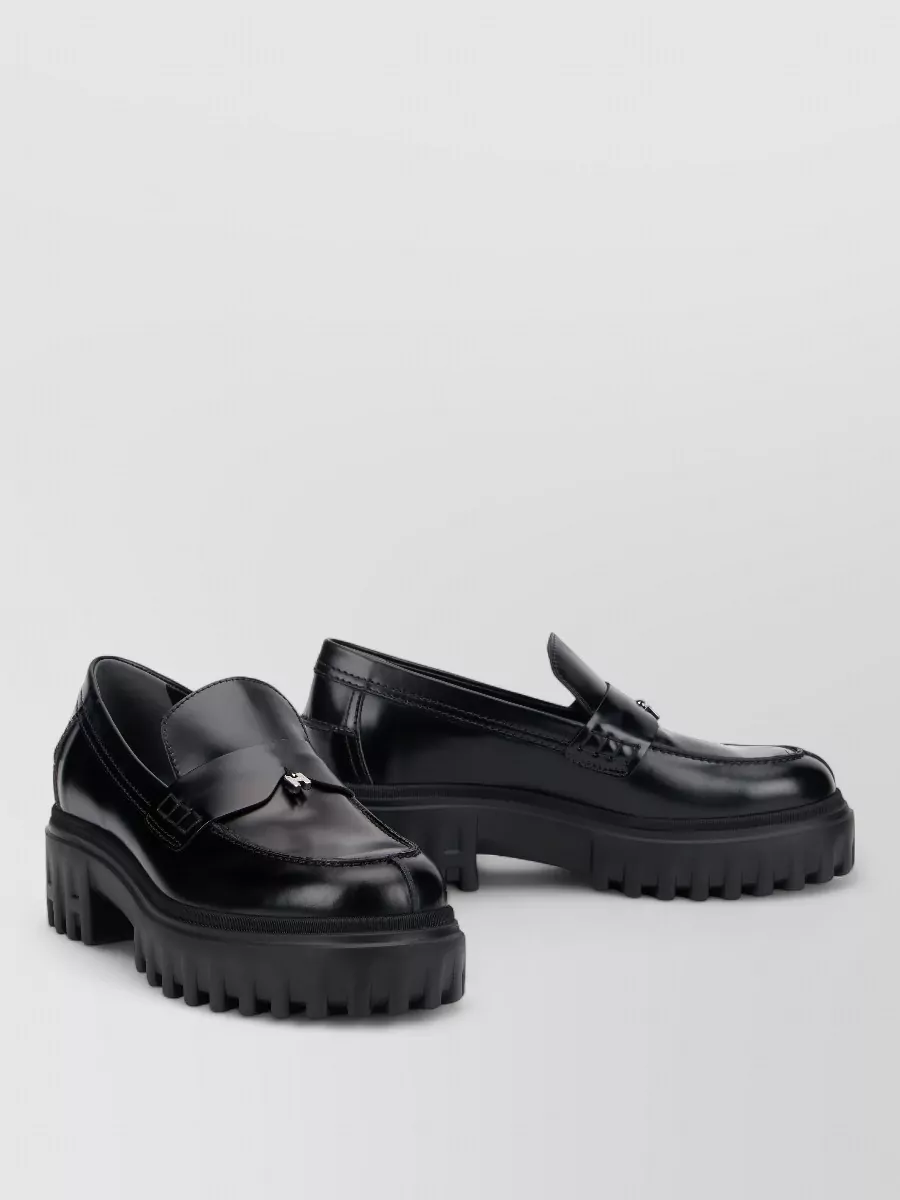 Hogan leather slip-on brogues