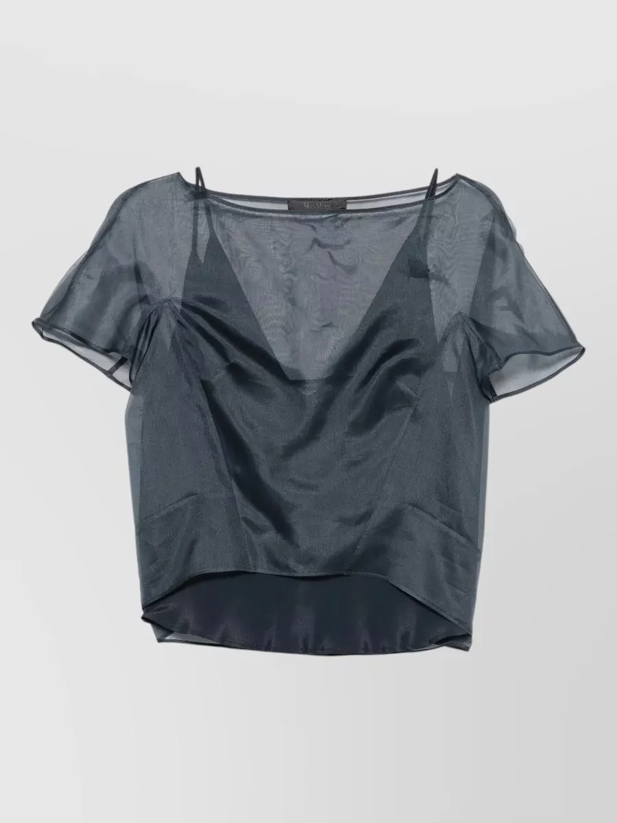 Max Mara silk boat neck kimono sleeve blouse