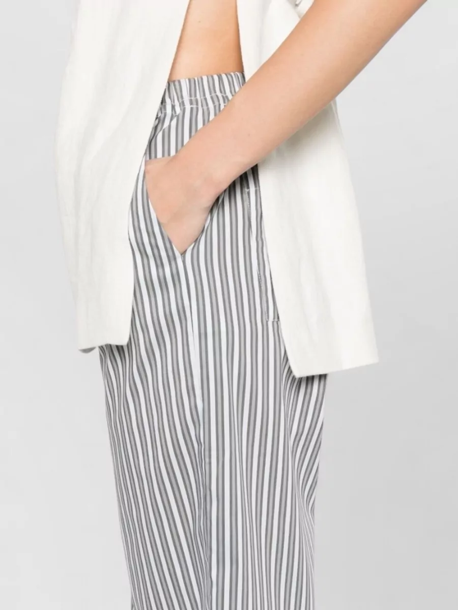 Iro Lia Striped Cotton Blend Wide Leg Trousers