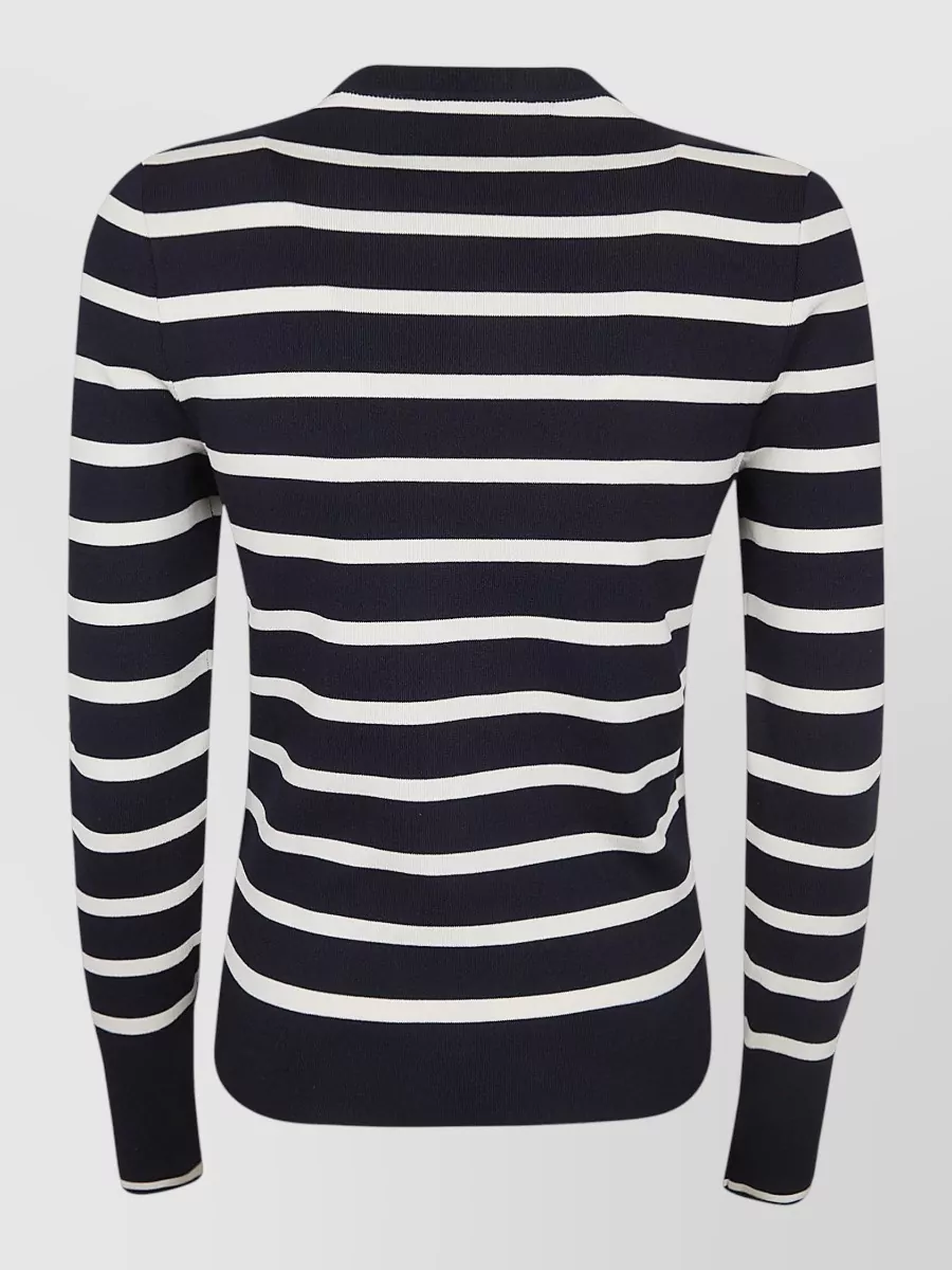Ralph Lauren Silk Striped Slim-Fit Crewneck Long-Sleeve Jumper