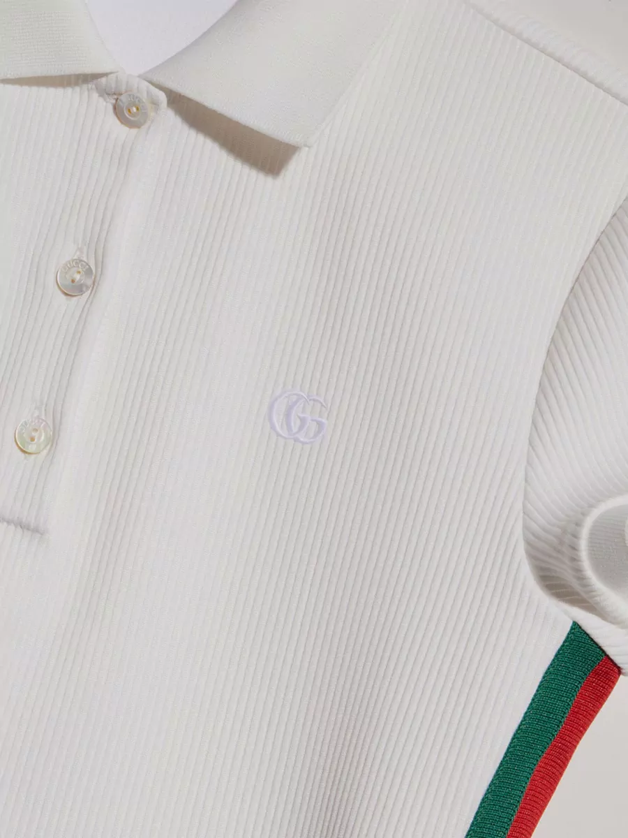Gucci Ribbed Slim-Fit Cropped Polo Shirt