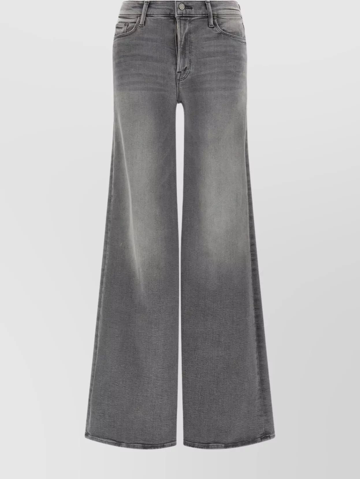 Mother Wide-leg Jeans Five-pocket Design In Gray