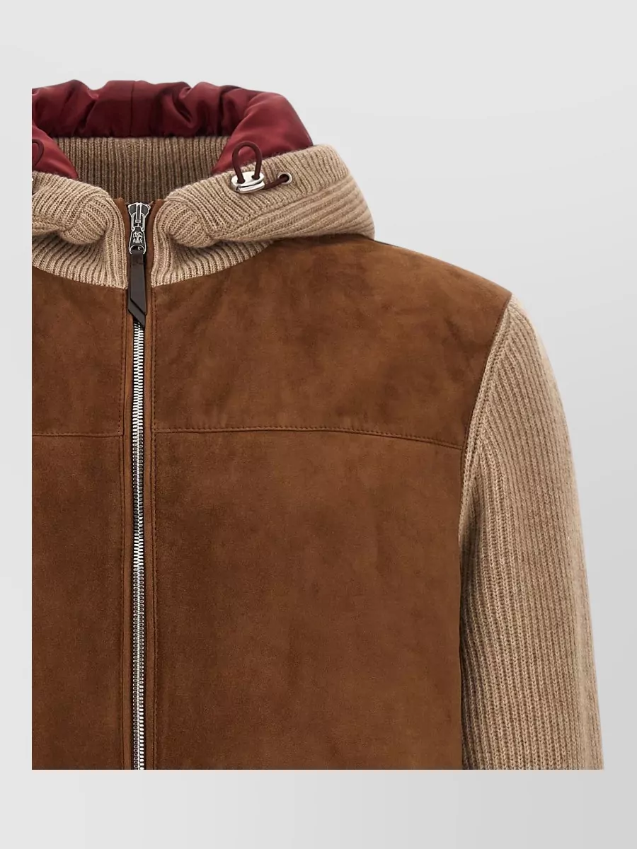 Brunello Cucinelli Suede And Cashmere Hooded Bomber Jacket