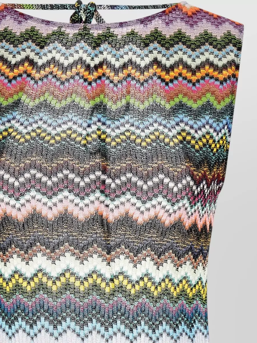 Missoni Sleeveless Knit Dress Round Neckline Zigzag