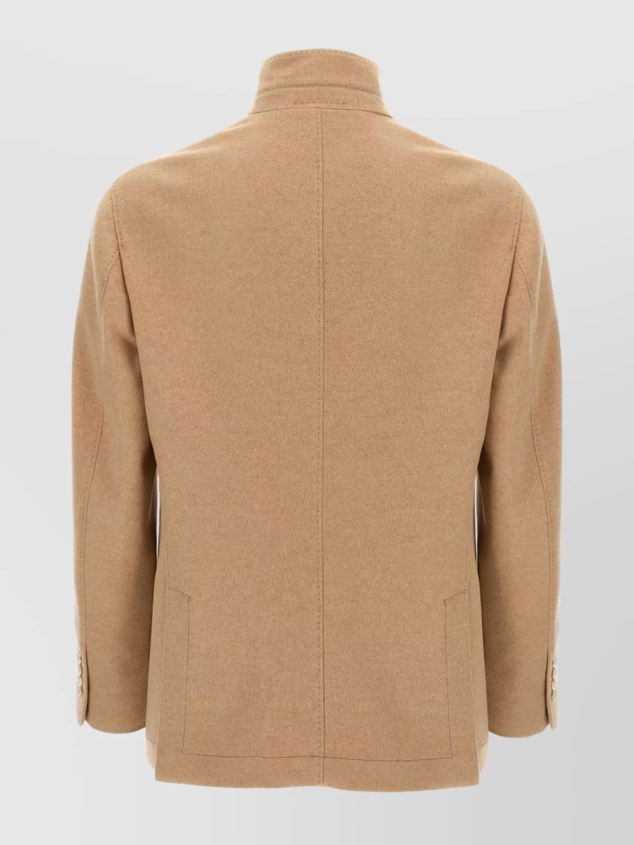 Brunello Cucinelli Stand Collar Short Coat With Back Vent In Brown