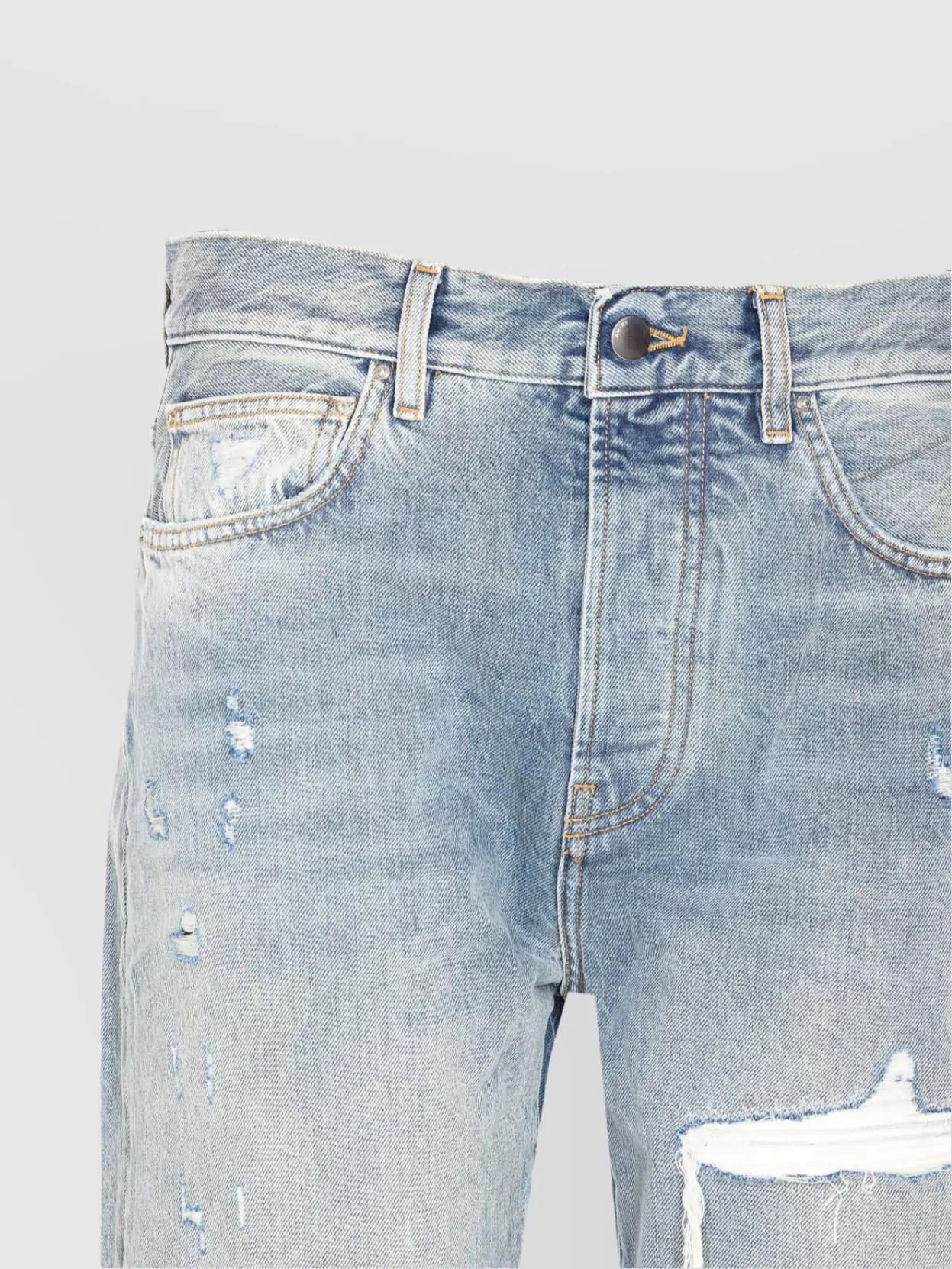 Amiri Straight Leg Mid-Rise Distressed Trousers
