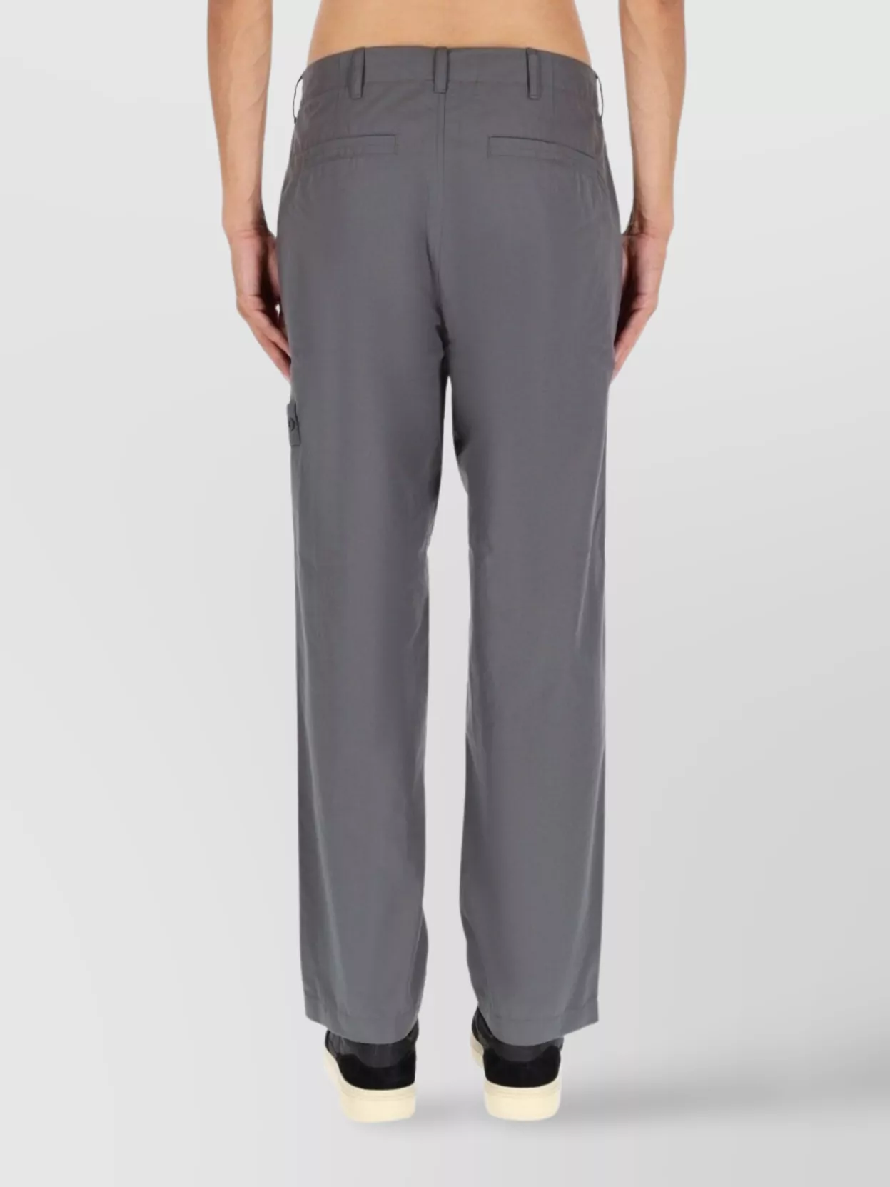 Stone Island Straight Leg Trousers With Back And Side Pockets