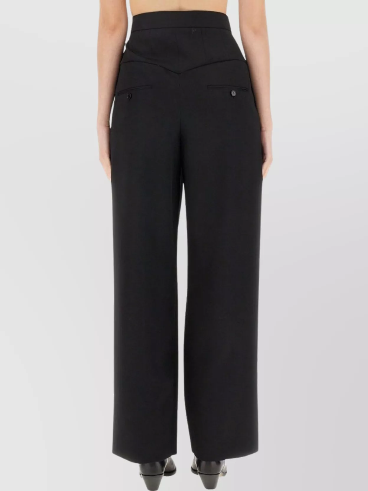 ISABEL MARANT HIGH WAIST WIDE LEG TROUSERS WITH BUTTON DETAIL