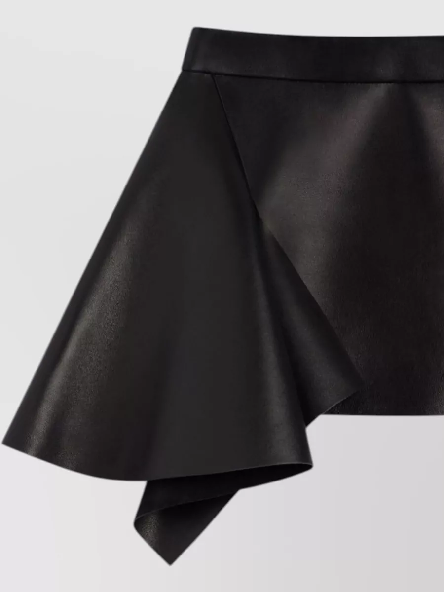 Givenchy Leather Asymmetric Ruffled Mini Skirt