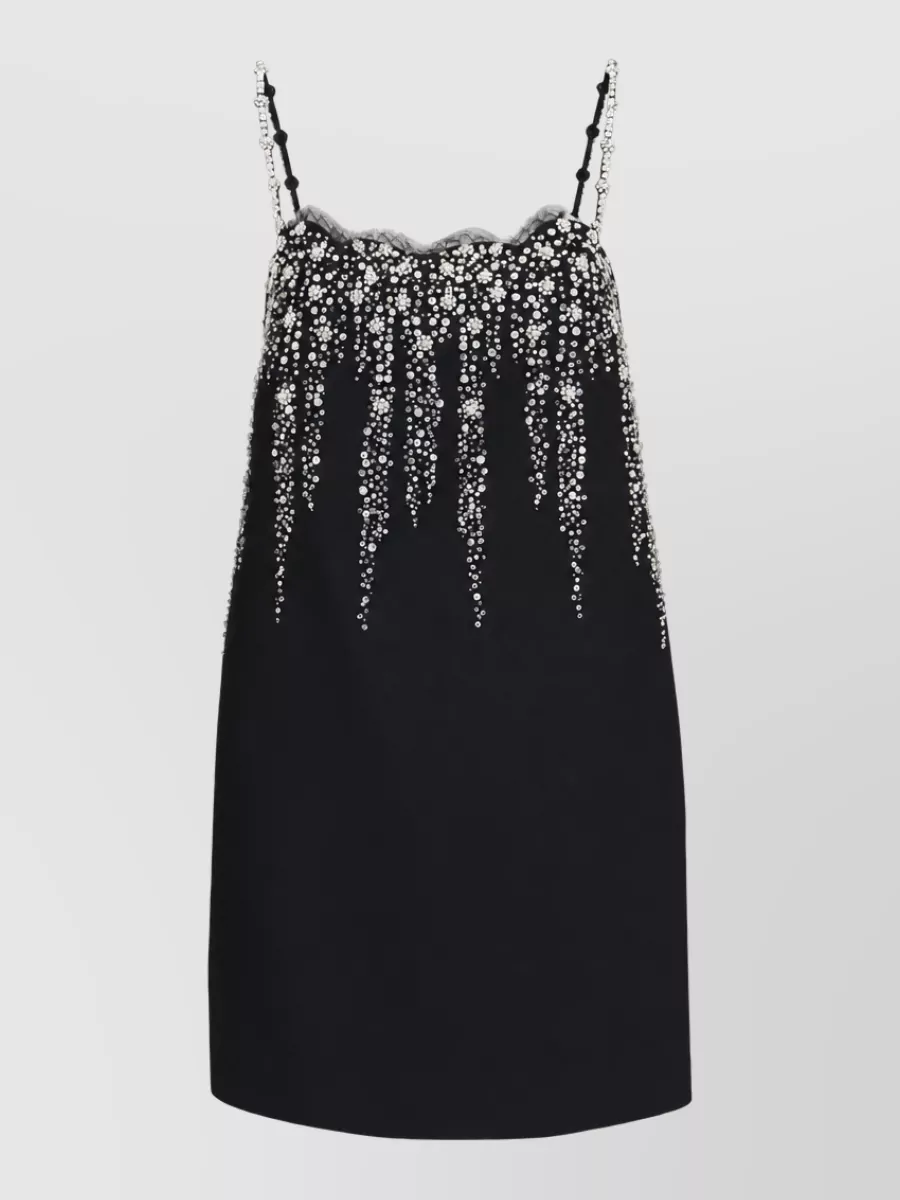 Valentino Embroidered Bead-Embellished Crepe Mini Dress