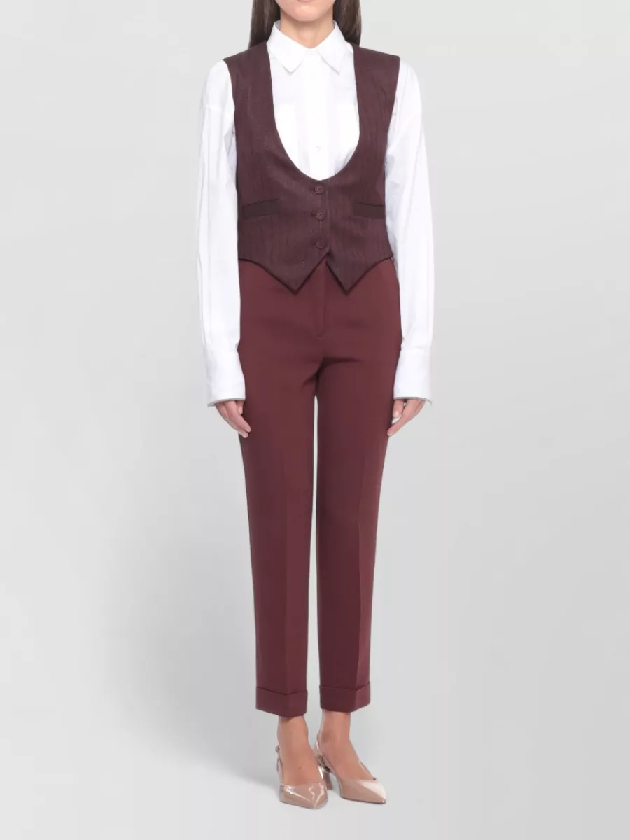 Mar De Margaritas Pinstripe V-Neck Sleeveless Vest