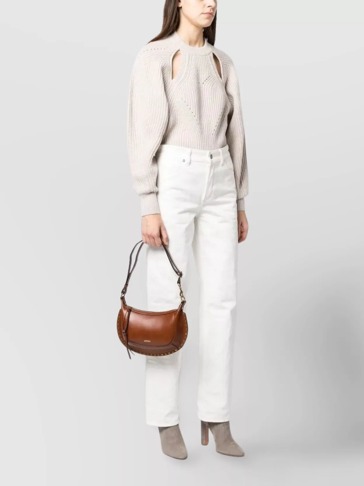 Isabel Marant Moon Calfskin Shoulder Bag With Gold Stud