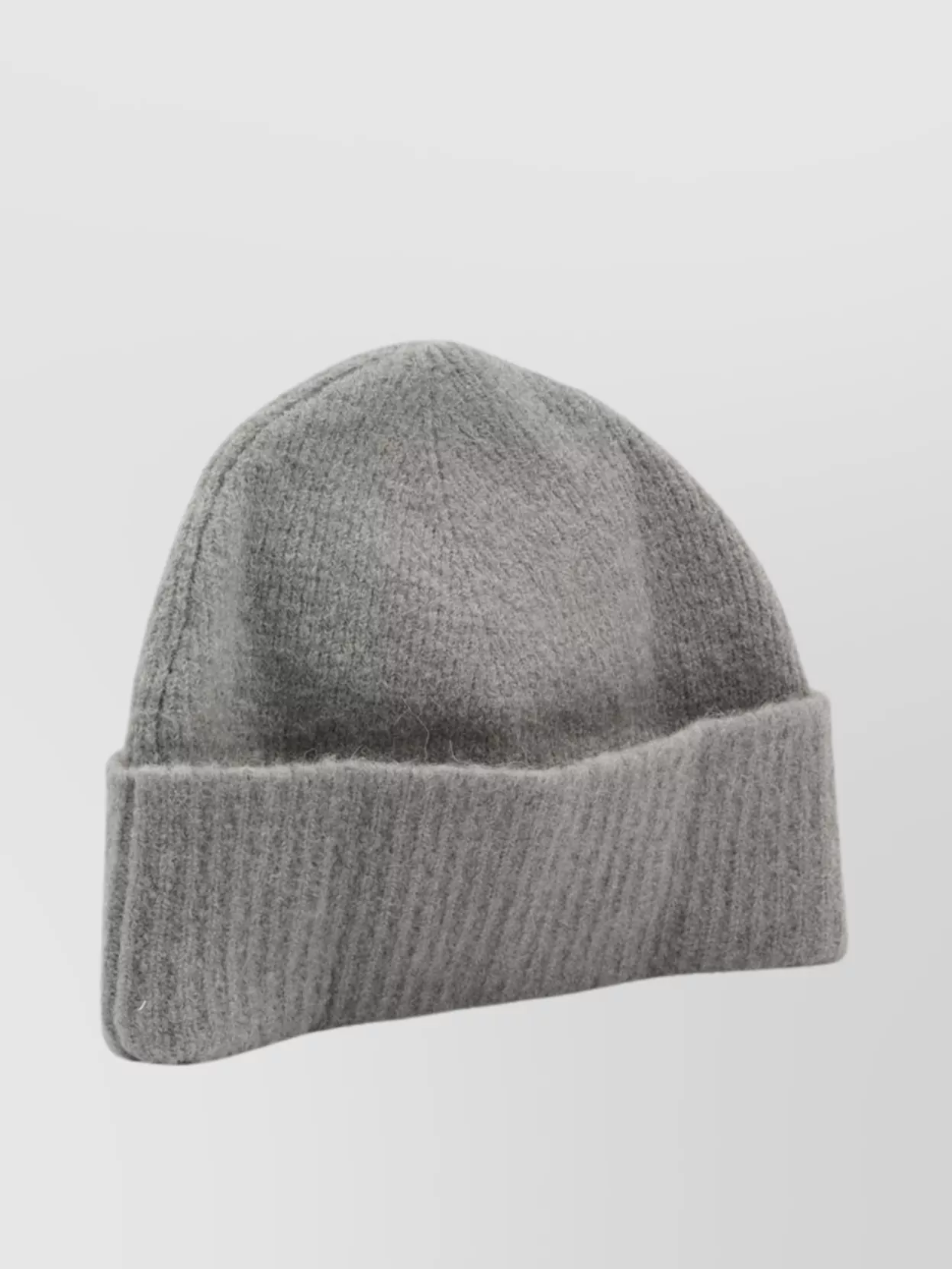 Ami Alexandre Mattiussi Heart Friend Knitted Beanie With Folded Brim In Gray