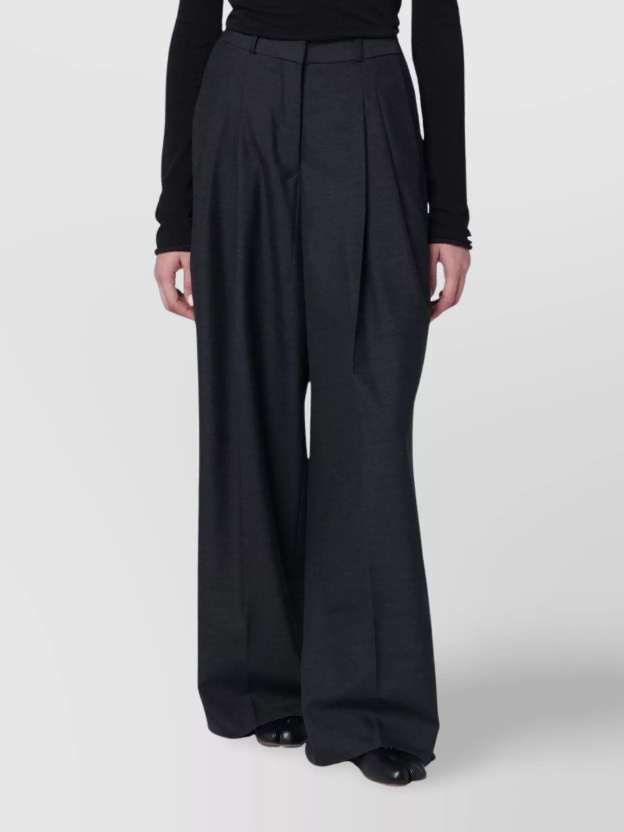 Entire Studios Wide Leg Wool Blend Trousers In Black
