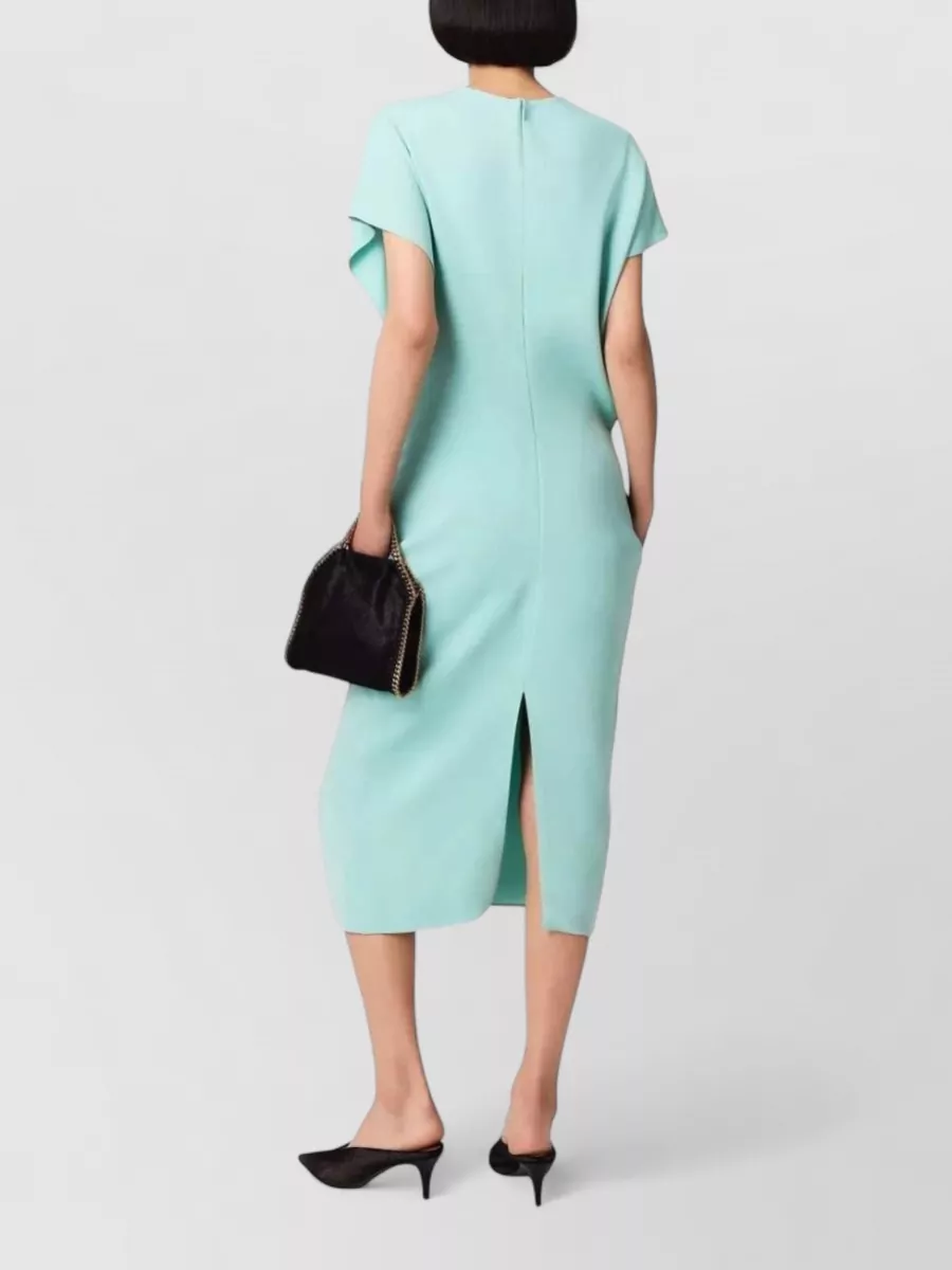 Stella Mccartney Draped V-Neck Cap-Sleeve Midi Dress