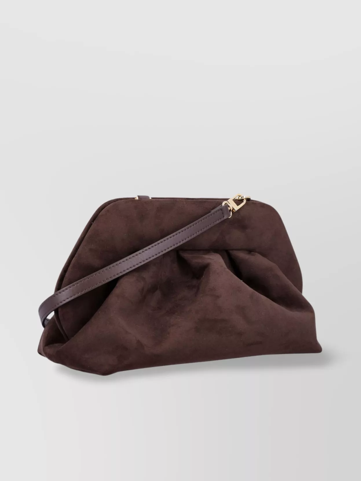 Themoirè Suede Pleated Shoulder Bag With Detachable Strap