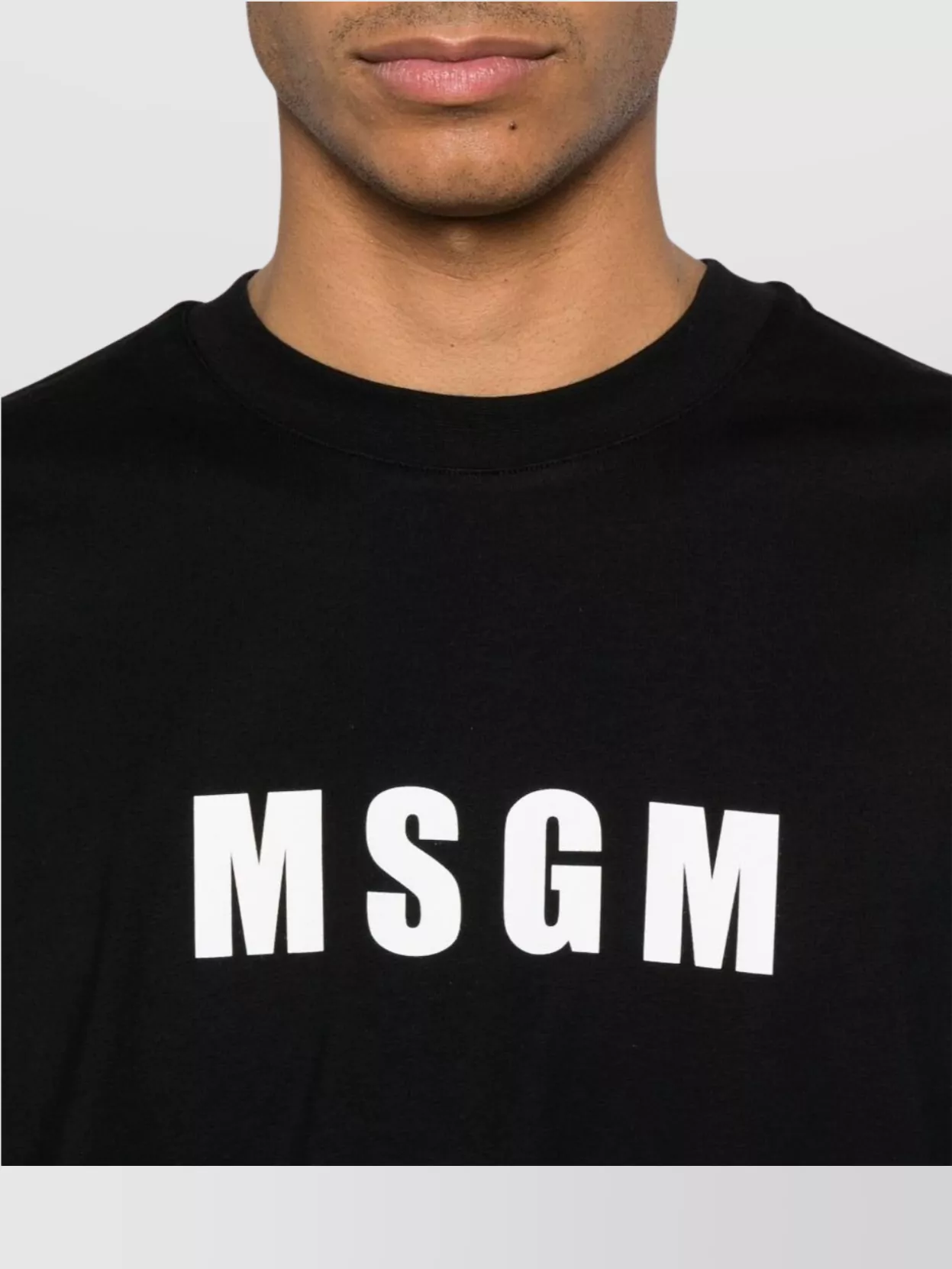 Msgm Logo Crew Neck Cotton T-Shirt
