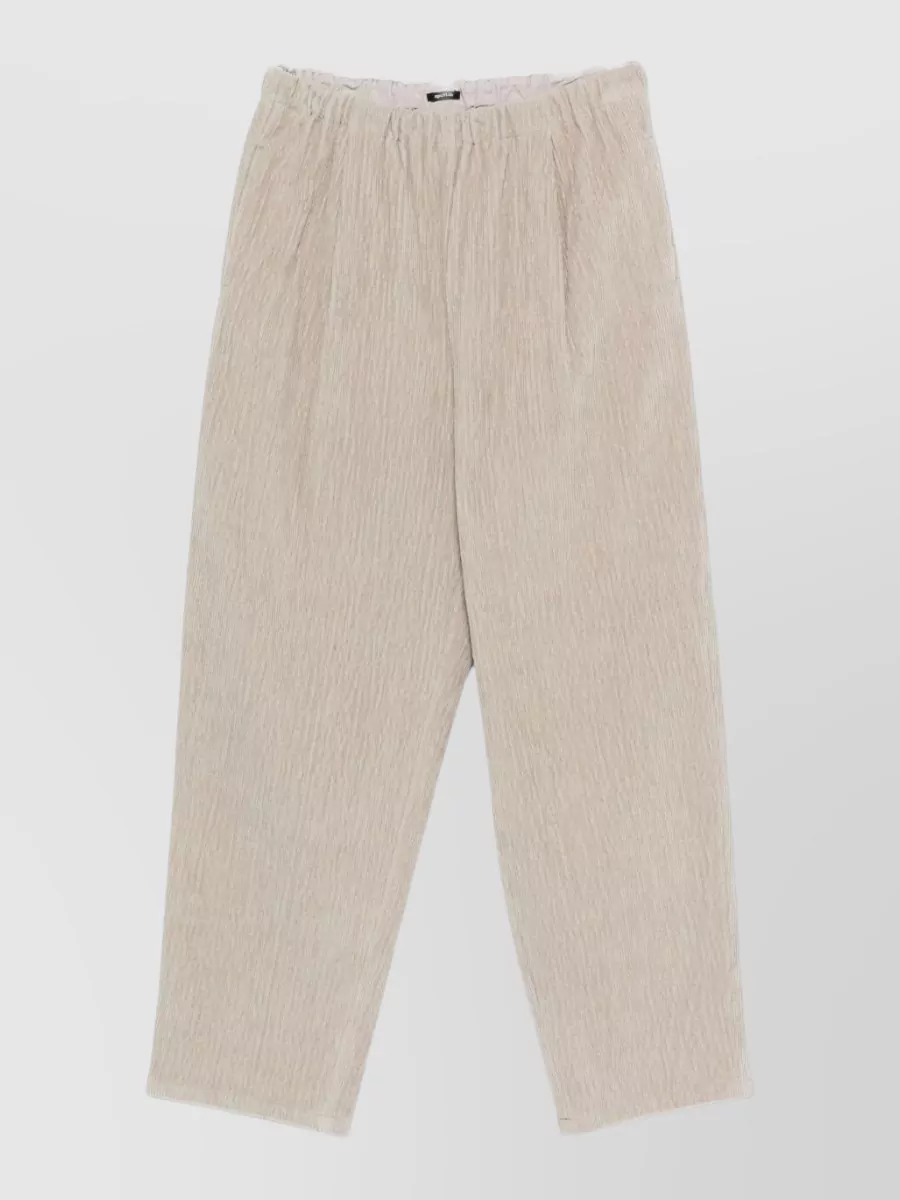 Apuntob Corduroy Cropped Pleated Trousers