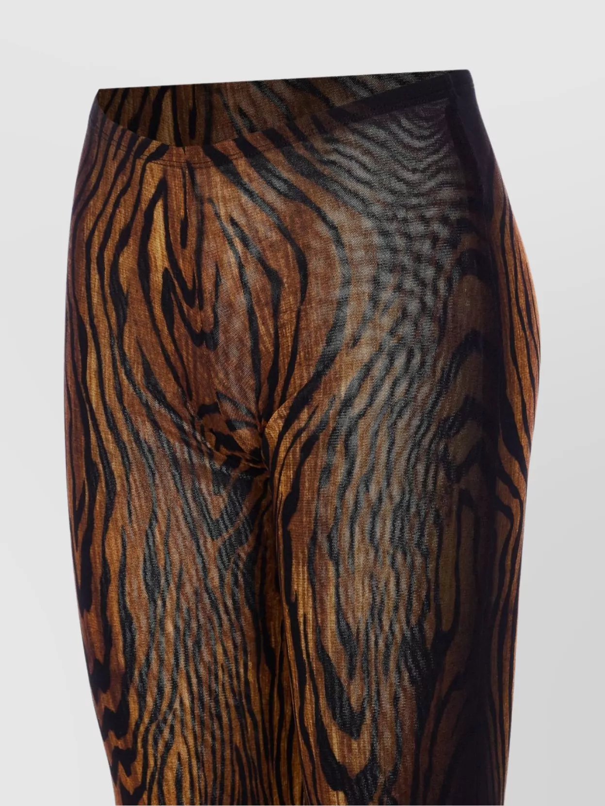 Jean Paul Gaultier Animal Print Sheer Fabric Trousers In Brown