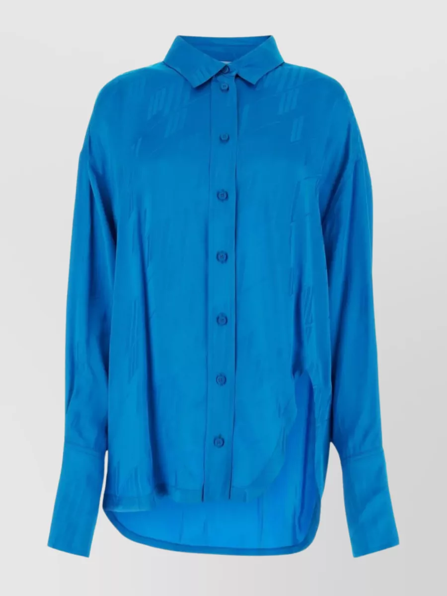 Shop Attico Buttoned Cuffs Satin Diana Shirt In Blue