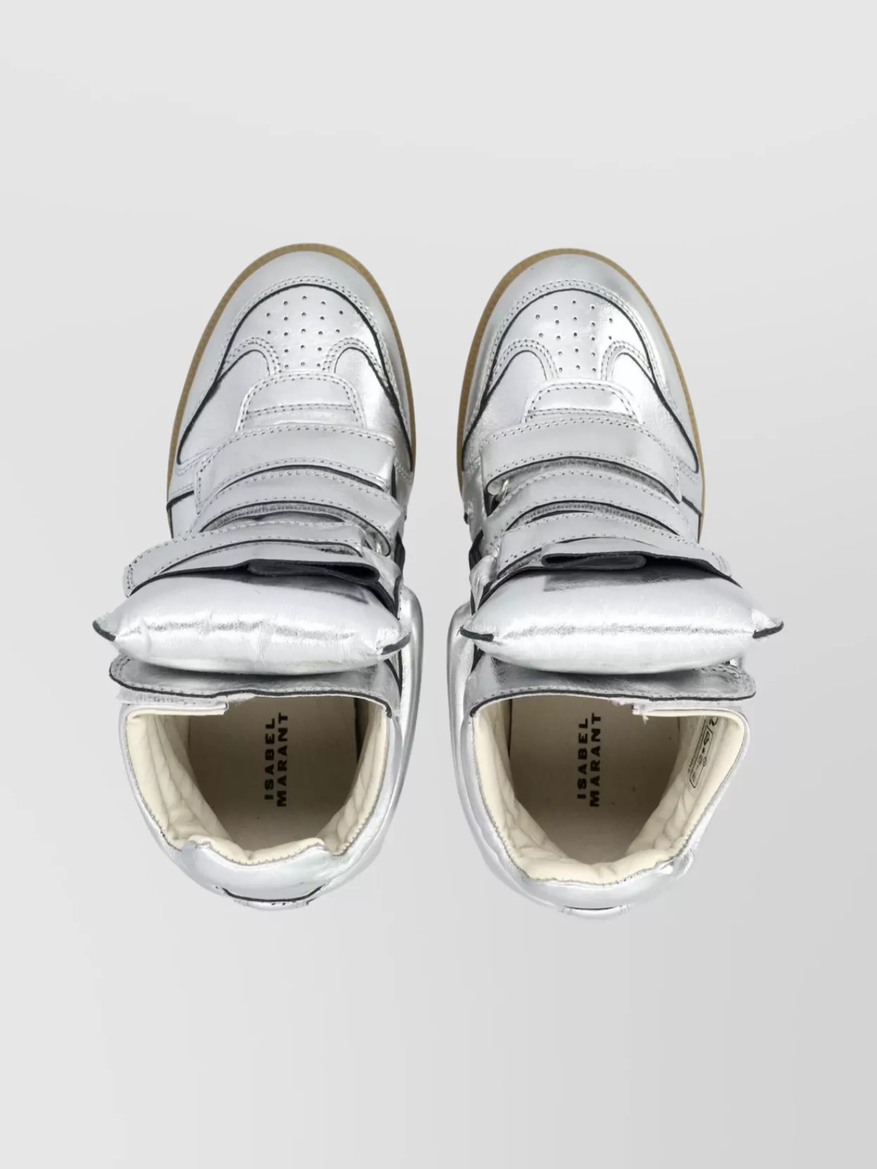 Isabel Marant High-Top Wedge Sneakers Metallic Finish