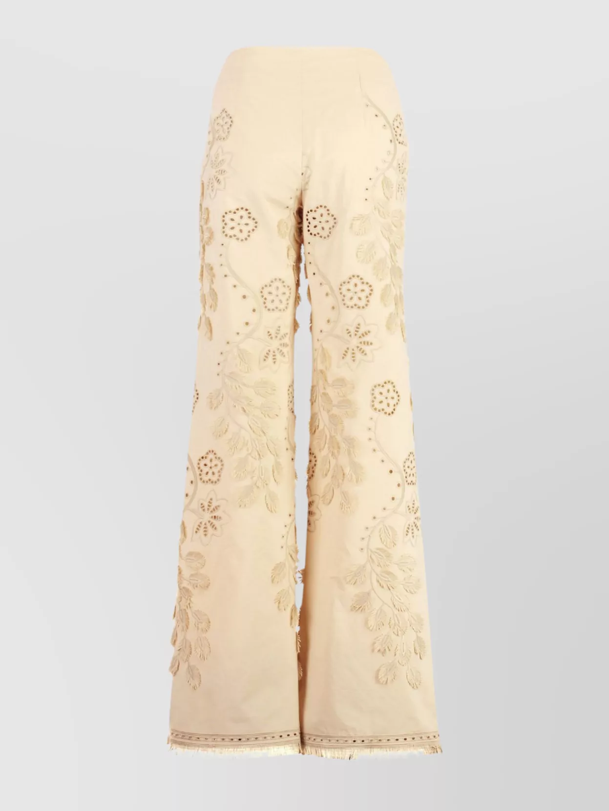 Alberta Ferretti Cotton trousers embroidered frayed hem