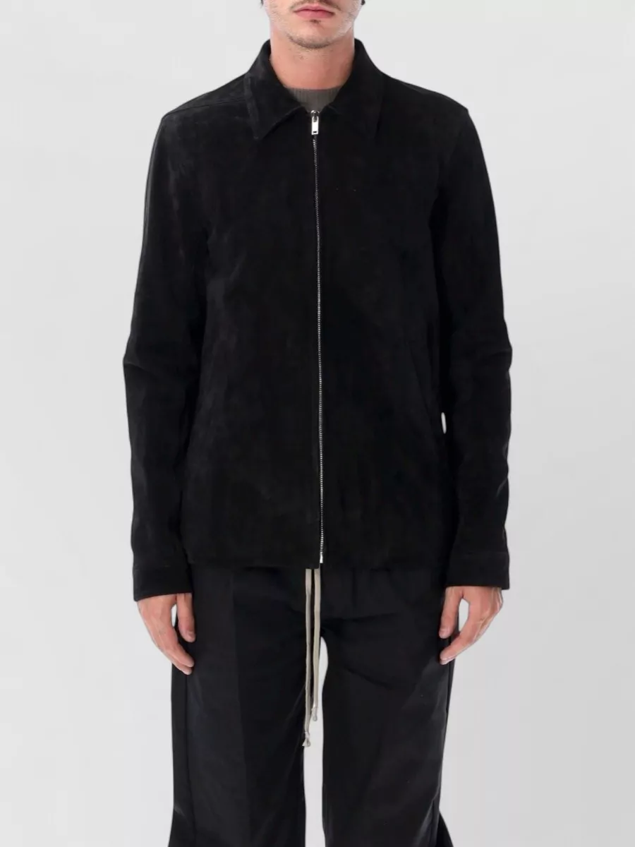Rick Owens Leather straight-fit hip-length jacket
