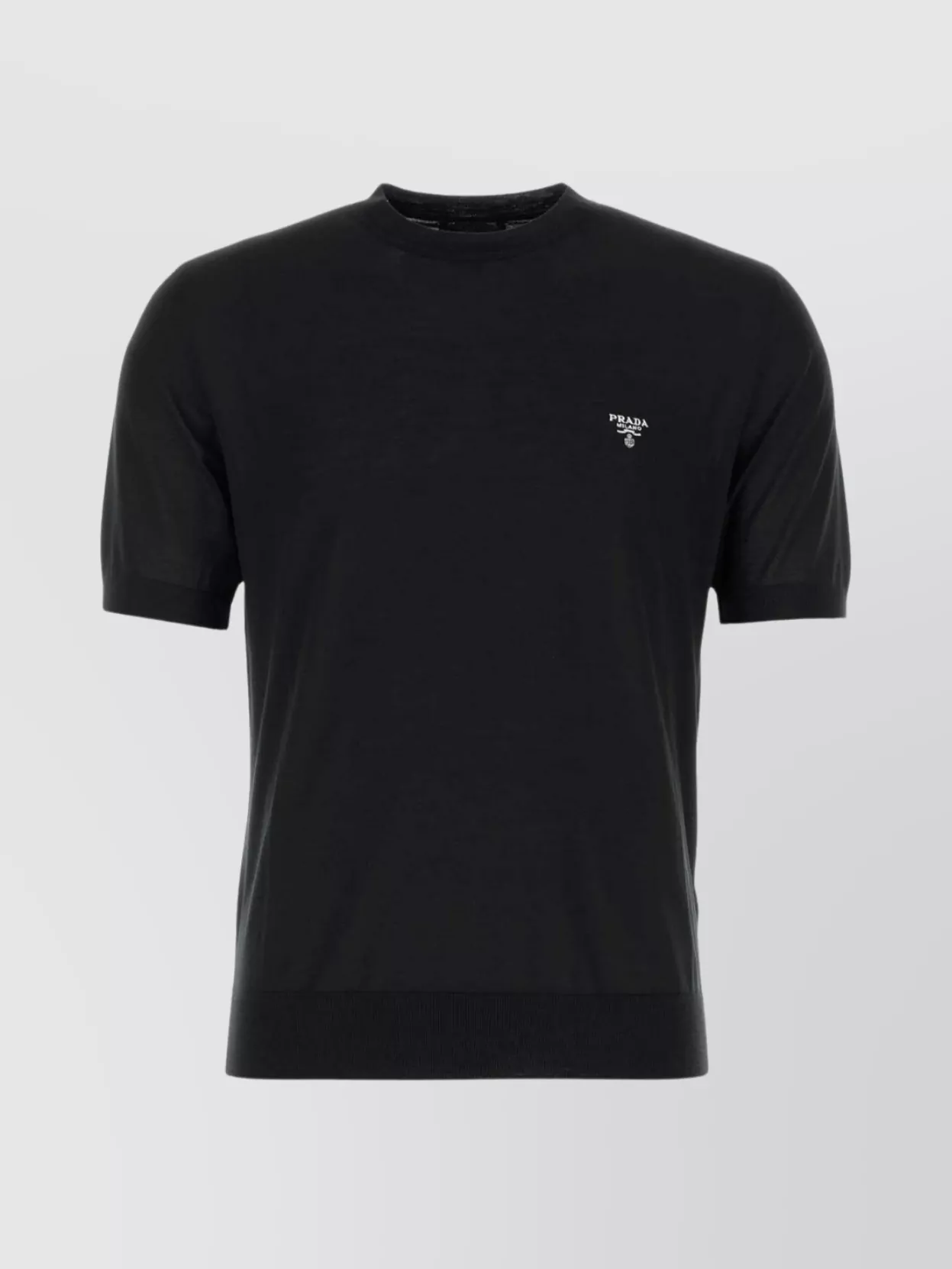 Shop Prada Wool T-shirt Ribbed Neckline Short Sleeves