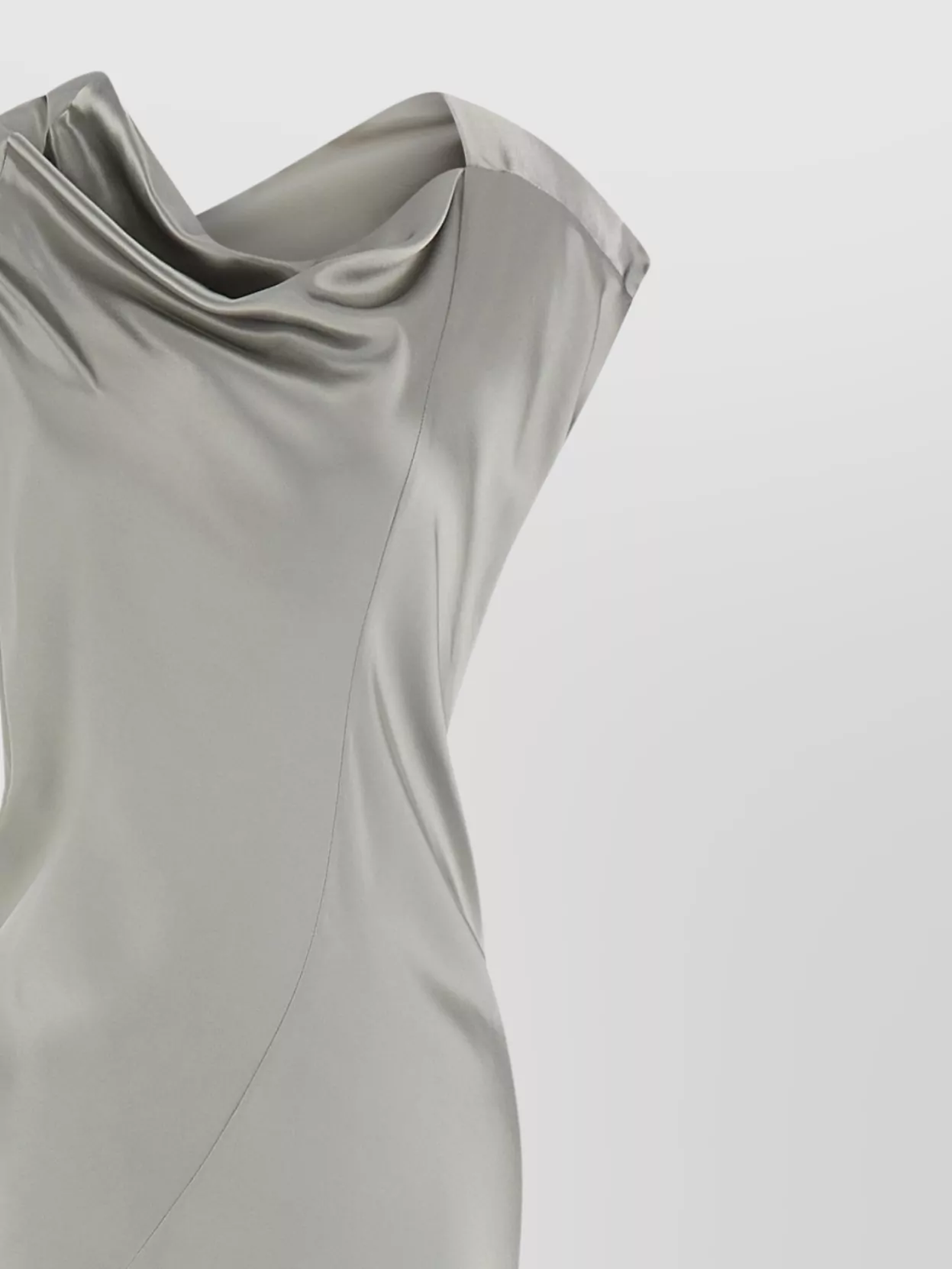 Alberta Ferretti Draped Satin Dress Asymmetric Neckline