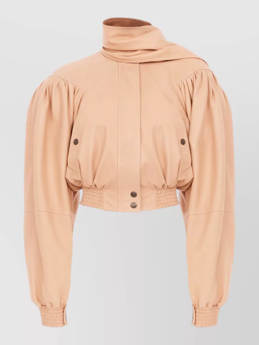 Chloé lamb leather cropped single-breasted jacket