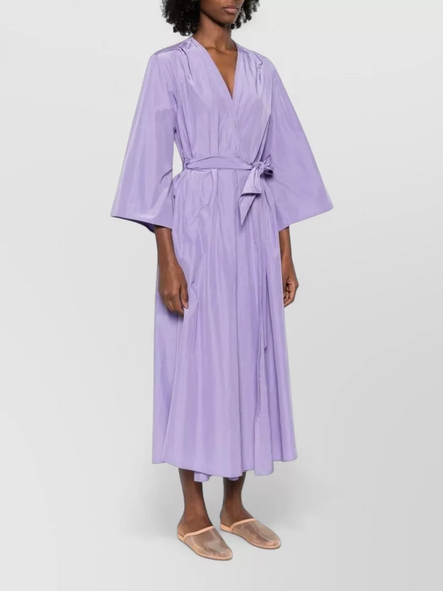 Forte Forte Midi Dress V Neckline Belted Waist